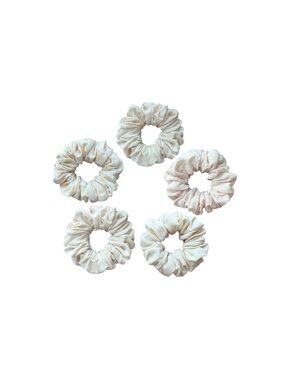 Set of 5 Cream and White Cotton Scrunchies